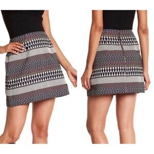 Ted Baker Metallic Jacquard Mini Skirt Size 1 With Geometric Pattern